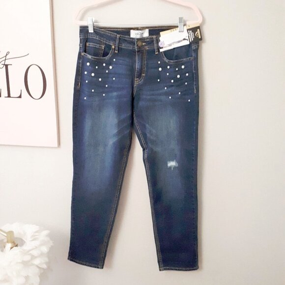 NWT Jordache blue denim pearl skinny boyfriend mid rise jeans, 10 - Picture 6 of 7